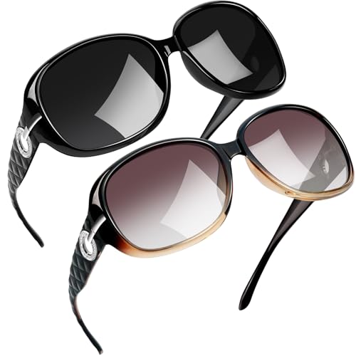 Joopin Big Womens Sunglasses Polarized Trendy Sun Glasses Large Rectangle UV Protection Rhinestone Sunnies