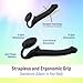 Dildo clásico sin vibración – doble estimulación para parejas – silicona de calidad con forma ergonómica – sin correas – uso sin manos y memoria de forma adaptable – Strap-On-Me (Negro, S)