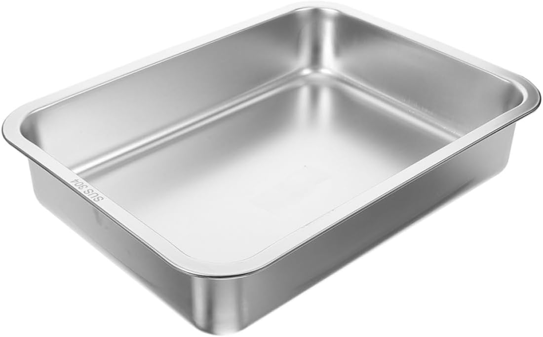 UPKOCH Stainless Steel Cat Litter Box Lid Open Design for Kittens and Cats Easy to Construction Space-Saving Pet Waste