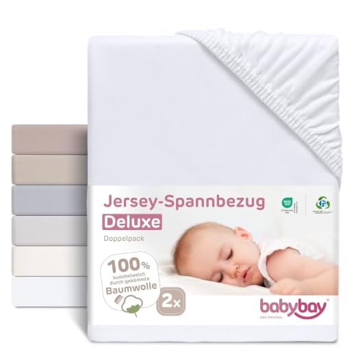 babybay Jersey Spannbetttuch Deluxe Doppelpack passend für Modell Original, weiß