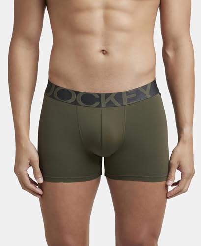 Image of Jockey IC28 Men's Tactel Microfiber Elastane Stretch Solid Trunk with Moisture Move Treatment (Pack of 2)