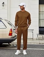 COOFANDY Men's 2 Piece Tracksuit Sweatsuit Set Long Sleeve Pullover Athletic Suit For Sports Casual Fitness Jogging Brown — image 2
