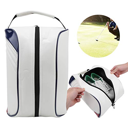 Golf Shoe Bag, Portable Pu Leather Golf Shoe Carrier Bag Dustproof Golf Shoe Travel Bag Golf Shoes Storage Bag White #TOP7