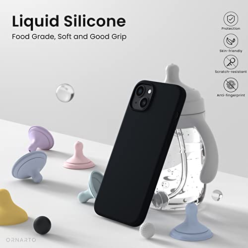 ORNARTO Compatible with iPhone 14 Plus Case 6.7, Slim Liquid Silicone 3 Layers Full Covered Soft Gel Rubber Phone Case Protective Cover 6.7 Inch-Black by ORNARTO - Image 3