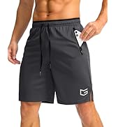 G Gradual Men's Gym Shorts wtih Zipper Pocket 9" Athletic Basketball Mesh Shorts for Men Workout ...