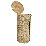 Alipis Cesta Organizadora para Baño Redonda Tejida a Mano con Tapa, Contenedor para Papel Higiénico y Artículos Esenciales, Caja de Almacenaje Compacta para Organizar Baño