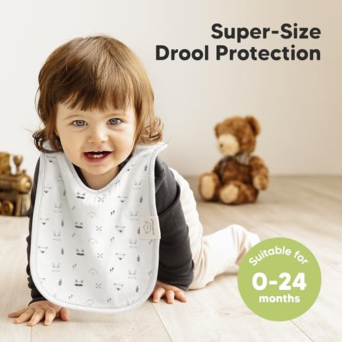 KeaBabies 8-Pack Baby Bibs for Boys, Girls and 5-Pack Burp Cloths for Baby Boys and Girls - Pull-on Drool Catcher for Teething Infant - Ultra Absorbent Burping Clothes, Burp Rag2