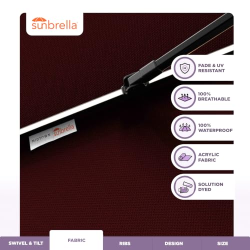Image of Midtown Umbrellas LED Swilt - 9 Ft Solar LED Patio Umbrella, Bay Brown