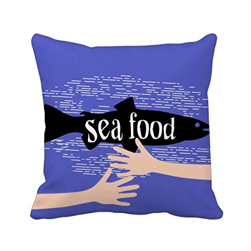 Coussin de poisson noir Silhouette Naturel DIYthinker housse de décoration