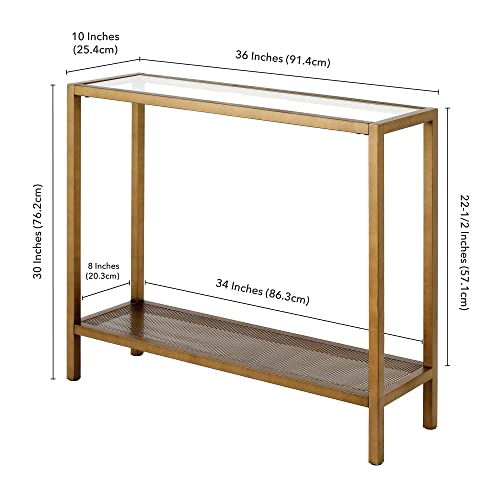 Henn&Hart 36" Wide Rectangular Console Table In Brass, Entryway Table, Accent Table For Living Room, Hallway #TOP1