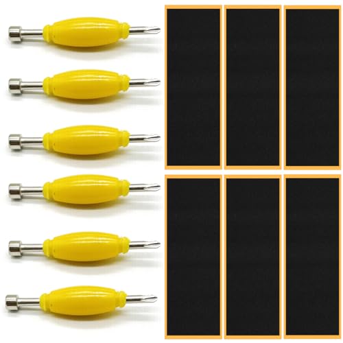 SquEqu 12 Pack Fingerboard Foam Grip Tape Replacement Finger Skateboard Grip Tape Fingerboards Adhesive Backing with Fingerboard Tool Screwdriver Nut Driver for Standard Pro Fingerboard Complete