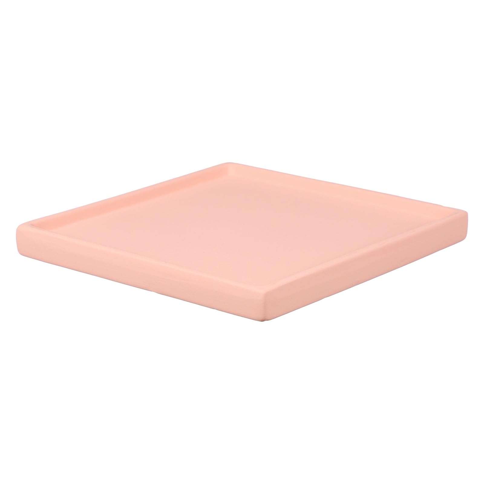 YELARXI 7.5 Inch Ceramic Plant Saucers, Square Flower Planter Water Trays Ceramic Plant Saucer Pot Tray -Fitting for (Outdoor/Indoors/Garden/Planting/Water/Flower/Coffee) Pink