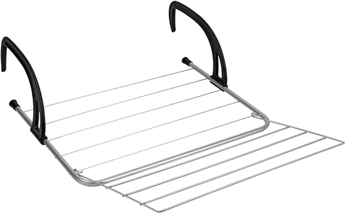 Metaltex Seram Wäschetrockner für Heizung & Balkon, verstellbar und ausklappbar, Schwarz, Silber