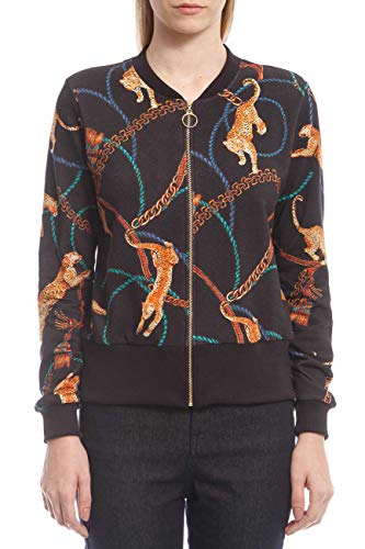 Sommer Jaqueta de Moletom Estampada Feminino, M, Preto/Laranja/Azul/Vermelho/Bege