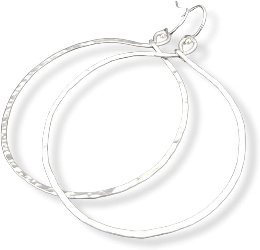 Extra Large Hoop Earrings Hammered Sterling Silver XL