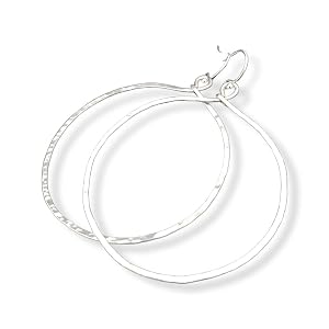 Extra Large Hoop Earrings Hammered Sterling Silver XL