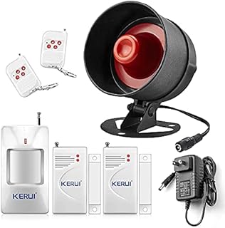 KERUI Upgraded Home Security System Indoor Outdoor Weather-Proof Siren Window Door Sensors Motion Sensor Alarm with Remote Control more DIY, Wireless House Hotel Garage Shop Burglar Door Alarm System