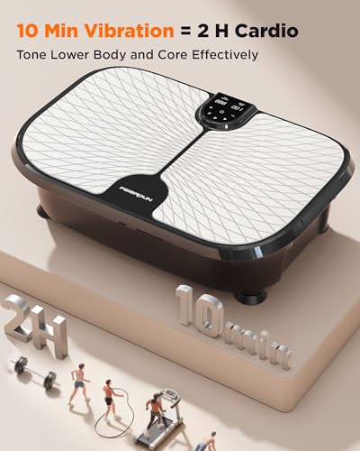 FEIERDUN Vibration Plate Exercise Machine, 400 LBS Capacity Vibration Plate for Lymphatic Drainage, Max Space for Whole-Body Workout & Relaxation at Home-Black