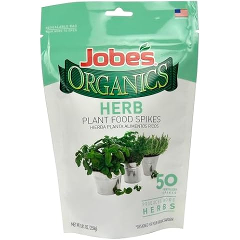 Jobe’s Organics Herb Garden Fertilizer Spikes, Easy Plant Care Organic Fertilizer for Herb Gardens, 50 Count Cover