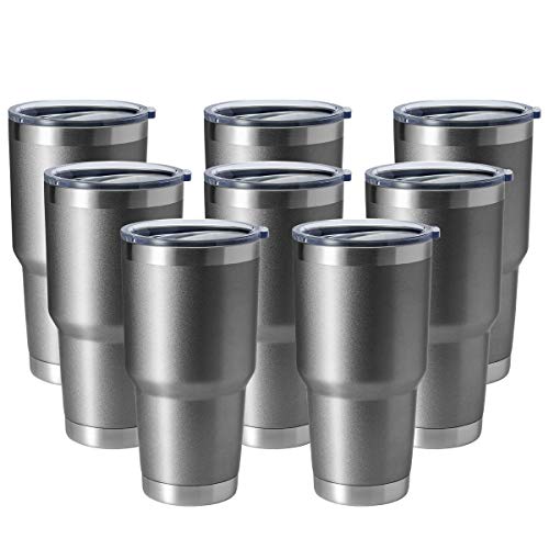HASLE OUTFITTERS 30oz Stainless Steel Tumbler, Double Wall Vacuum Insulated Travel Mug Tumbler, Durable Insulated Coffee Mug, Gift Box Set (Grey, 8)