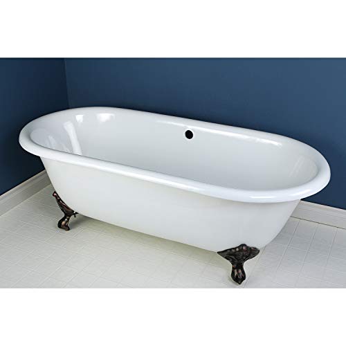 Kingston Brass Aqua Eden Vctnd663013Nb5 Cast Iron Double Ended Clawfoot Bathtub With Oil Rubbed Bronze Feet Without Faucet Drillings, 66-Inch, White #TOP2