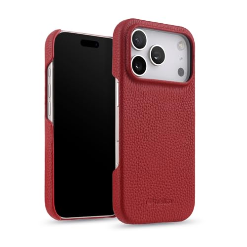 Coque iPhone 17 Air cuir rouge protège caméra MagSafe