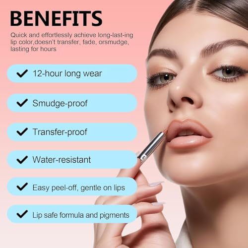 Lip Stain Peel Off, 3 Farben Lipliner Wasserfest Langanhaltend & Präzise Anwenden Farbintensiv Abnehmbar, Lipliner Set Natürlich Ernährungsformel für Frauen Pralle Lippen (Braun/Dunkelbraun/Weinrot)