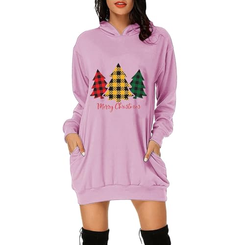 Generico Weihnachtskleider Damen Kurz Winter Festival Kleid Damen Lustiges Minikleid Weihnachten Silvester Rundhals Weihnachtskleid Damen Casual...