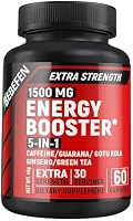 Energy Supplement, 1,500mg Per Serving | with Caffeine, Guarana, Gotu Kola, Ginseng & Green Tea | Daily Energy Booster Pills | Non-GMO, Gluten Free (60 Capsules)