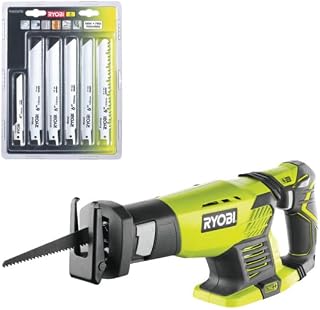 Pack RYOBI RRS1801M Reciprocating Saw 18V One+ without Battery or Charger Pack of 6 Universal Blades Wood and Metal 100/152 mm – RAK06RB