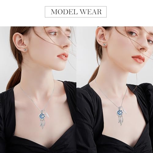 Hearbeingt Cremation Jewelry Dream Catcher Urn Necklace for Ashes for Women Men Feather with Angel Wing Keepsake Memories Hollow Urn Pendant for Human Pet Ashes(Colorful) by Hearbeingt - Used condition - Image 5