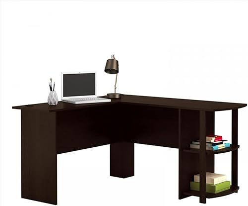 Miniatura 4 de Escritorio en forma de L con gabinete, escritorio de madera en ángulo recto para computadora, escritorio para juegos con puerto de carga USB y toma