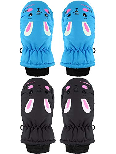 2 Pairs of Ski Mittens for Boys and Girls - Perfect for Keeping Little Hands Warm in the Snow!