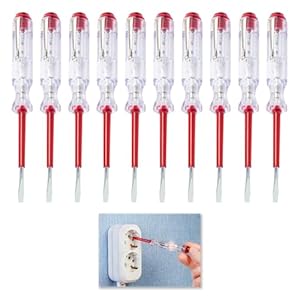 10 Piezas Destornillador Busca Polos, Buscapolos Electricista, Comprobador de fases, Mains Tester No Contacto, 100-500V, Herramientas de Seguridad para Electricistas, Clip de SujeciÃ³n Incluido