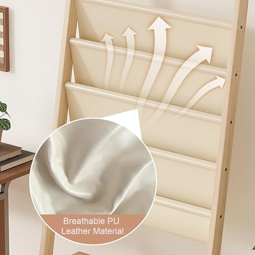 Revistero de madera grande de 4 niveles para sala de estar 6