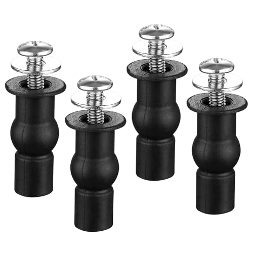 Toilet Seat Screws, 4 Pieces Toilet Seat Fixings, Toilet Expansion Screws, Rubber Screw for Mounting and Fixing Toilet Covers, Black