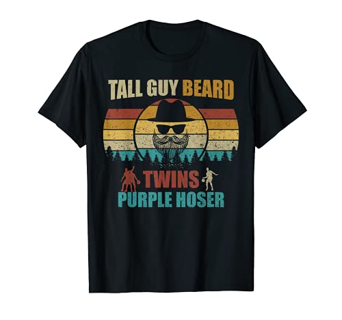Perfecto Vintage Retro Dude Tall Guy Beard Twins Purple Hoser Camiseta
