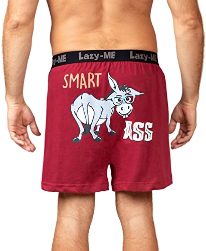 Lazy Me Men's Funny Novelty Boxer Shorts Humorous Underwear, Gag Gifts for Him