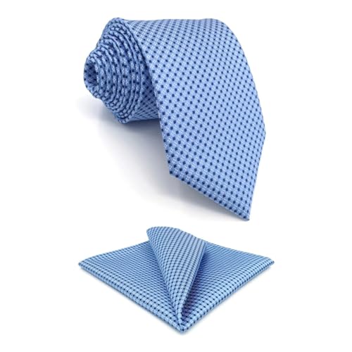 S&W SHLAX&WING Conjunto de gravata skinny para homens gravata de negócios de pontos azuis com bolso