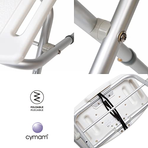 CYMAM NALON - Klappbarer Bad-/Duschhocker Anatomisch Rutschfest CYMAM Modell Nalon weiß