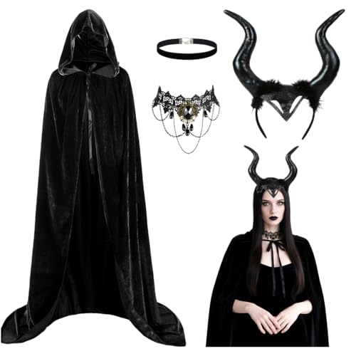 Costume de diable pour femme,Costume d'Halloween pour femme avec coiffe de cornes de reine,Collier...
