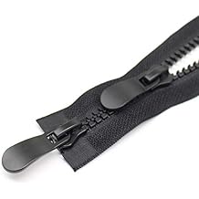 YaHoGa #8 20 Inch Two Way Separating Zipper Large Plastic Zippers for Sewing Coat Parka Down Jacket Heavy Duty Resin Zippers Bulk Black 20"