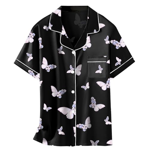 Image of Girls & Womens Satin Pajamas Set, Silk Button-Down Sleepwear 2 Piece Nightwear, 3 Years - Women XXL