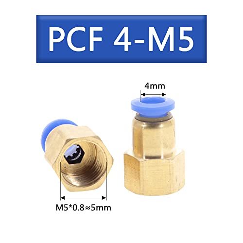 Conector PCF de 4mm con rosca M5 hembra antiescape para sistemas de aire comprimido 3