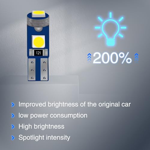 Ajxn 10 PCS Luz LED T5 para Instrumentos de Auto Blanco miniatura 3
