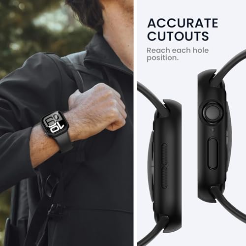 Image of Tensea For Waterproof Apple Watch Screen Protector Case Series 10 46mm Accessories, iWatch Protective Case PC Face Cover Built-in Tempered Glass Film, Sweatproof Bumper for Men and Women, 46