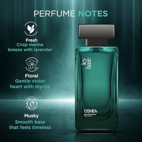 Image of Oshea EDP Perfume Icy Haze for Men 100ml | Long Lasting Fragrance with Fresh, Floral & Musky Notes | Up to 20% Perfume Oil Concentration | Ideal for Every Moment | Premium Gift for Him