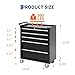 IDEALHOUSE Rolling Tool Chest, 5 Drawers Tool Storage Cabinet, Toolbox with Wheels, Portable Tool Cabinet Organizer with Locking System & Drawer Liners, Tool Storage Cart for Garage, Workshop, Black