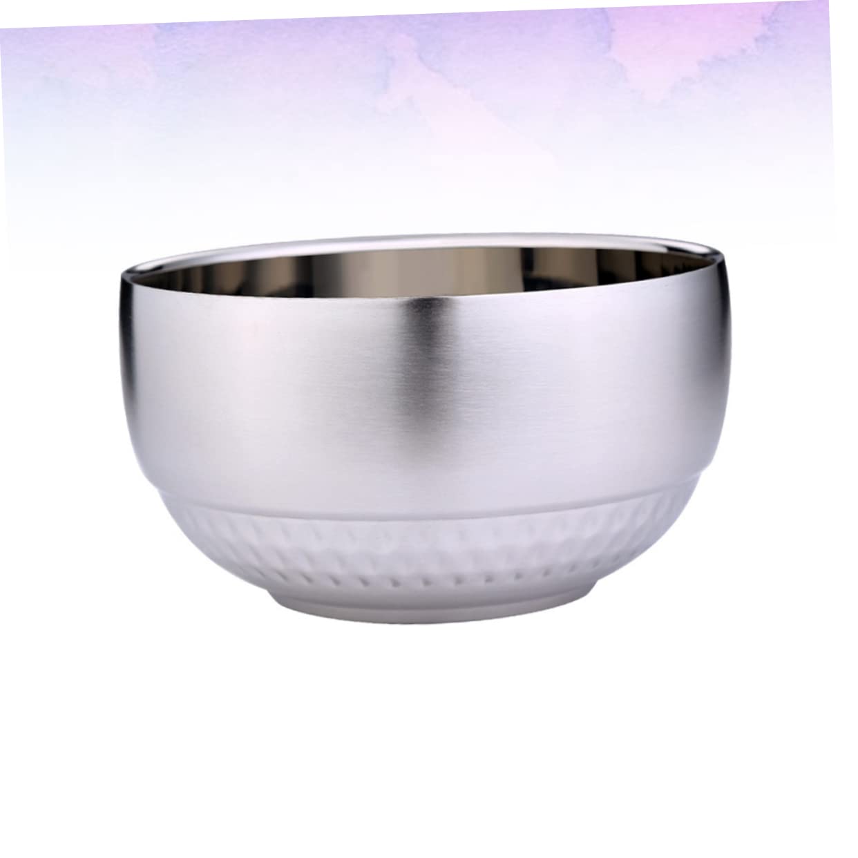 OFFSCH 1Pc Double Layer Stainless Steel Soup Bowl Unbreakable Heat Insulation Rice Bowl for Serving Soups Noodles and Snacks for Home and Restaurant Use