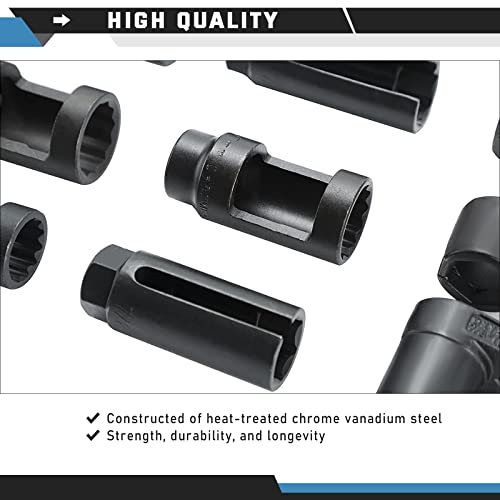 Atpeam Oxygen Sensor Socket Set 10 Piece O2 Sensor Socket Set Oxygen Sensor Removal Tool Sensor Oil Pressure Sending Unit Socket Set 1/2In And 3/8In Sq Drive Oil Pressure Sensor Socket #TOP3
